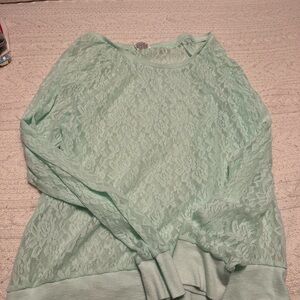 VS Pink Mint Green Lace Long Sleeve Top